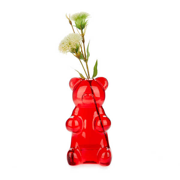 Balvi - Yummy Bear Balvi Florero Yummy Bear Color rojo Con forma de osito de gominola Vidrio 24 cm