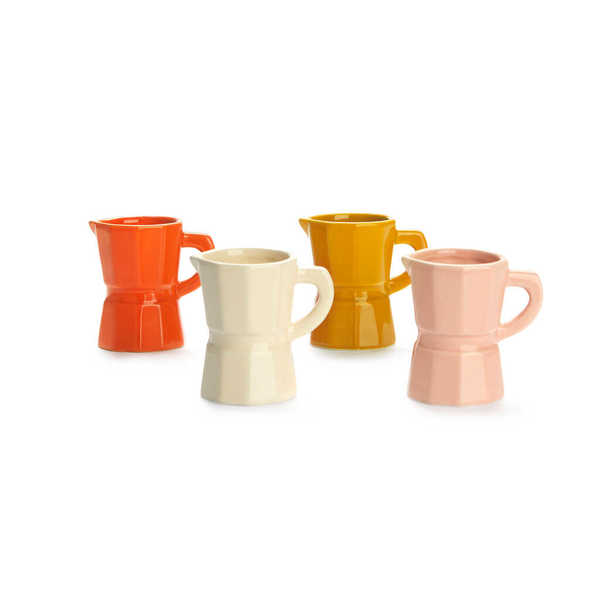 alvi - Moka Balvi Set tazas espresso Moka Set de tazas con diseño de cafetera tradicional italiana C