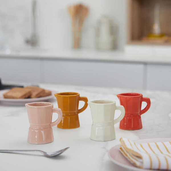 alvi - Moka Balvi Set tazas espresso Moka Set de tazas con diseño de cafetera tradicional italiana C