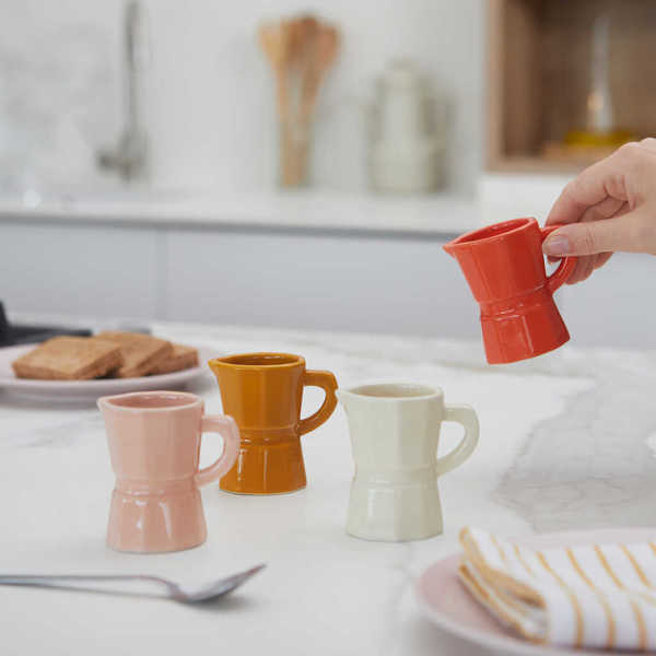 alvi - Moka Balvi Set tazas espresso Moka Set de tazas con diseño de cafetera tradicional italiana C