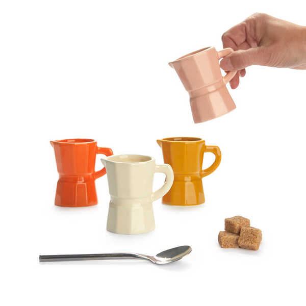 alvi - Moka Balvi Set tazas espresso Moka Set de tazas con diseño de cafetera tradicional italiana C