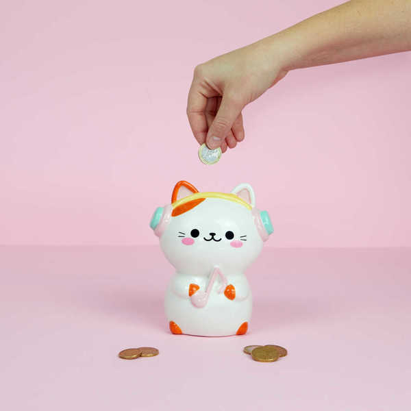 alvi - Kawaii Melody Balvi Hucha Kawaii Melody Color blanco Hucha kawaii para primeros ahorros Cerám