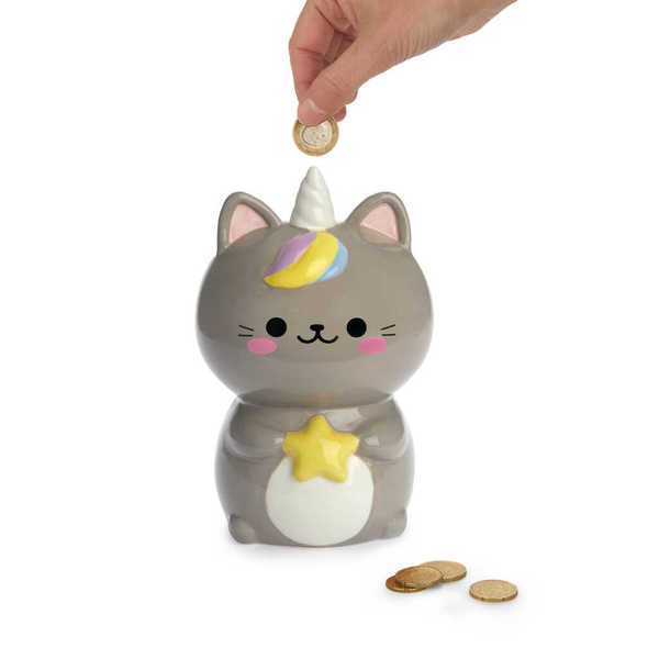 alvi - Kawaii Starry Balvi Sparschwein Kawaii Starry Grau Farbe Kawaii-Spardose für die ersten Spars