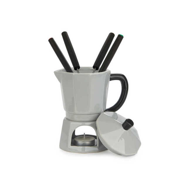 Balvi - Moka Balvi Fondue Moka Color gris Diseño con forma de cafeteria italiana Cerámica 225 ml