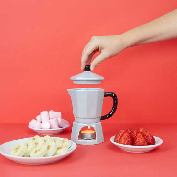 Balvi - Moka Balvi Fondue Moka Color gris Diseño con forma de cafeteria italiana Cerámica 225 ml