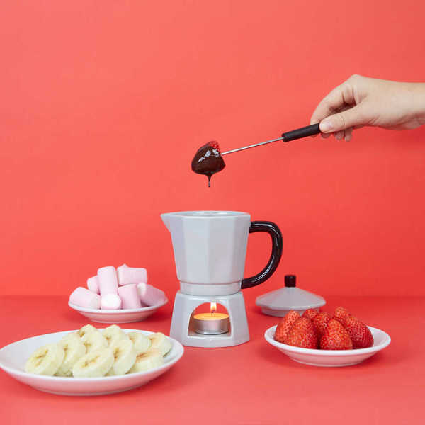 Balvi - Moka Balvi Fondue Moka Color gris Diseño con forma de cafeteria italiana Cerámica 225 ml