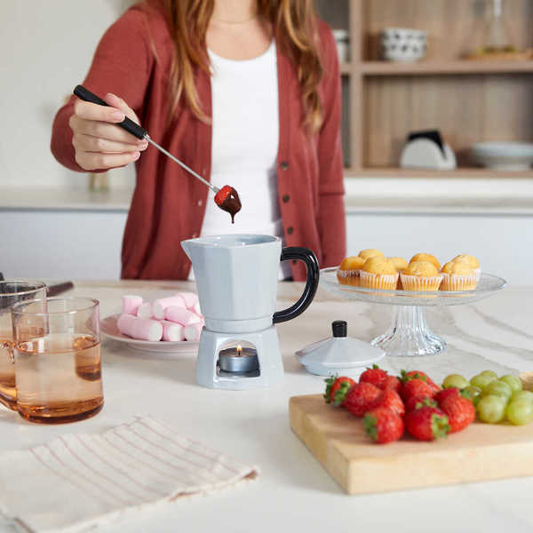 Balvi - Moka Balvi Fondue Moka Color gris Diseño con forma de cafeteria italiana Cerámica 225 ml