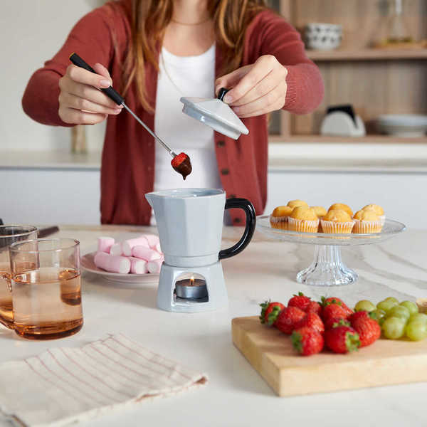 Balvi - Moka Balvi Fondue Moka Color gris Diseño con forma de cafeteria italiana Cerámica 225 ml