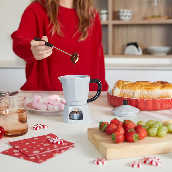 Balvi - Moka Balvi Fondue Moka Color gris Diseño con forma de cafeteria italiana Cerámica 225 ml