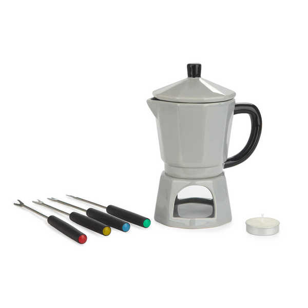 Balvi - Moka Balvi Fondue Moka Color gris Diseño con forma de cafeteria italiana Cerámica 225 ml