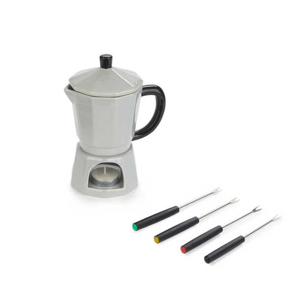 Balvi - Moka Balvi Fondue Moka Color gris Diseño con forma de cafeteria italiana Cerámica 225 ml