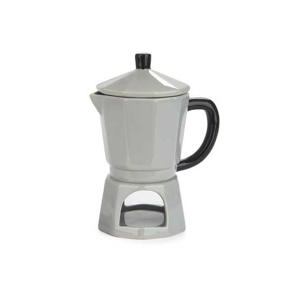Balvi - Moka Balvi Fondue Moka Color gris Diseño con forma de cafeteria italiana Cerámica 225 ml