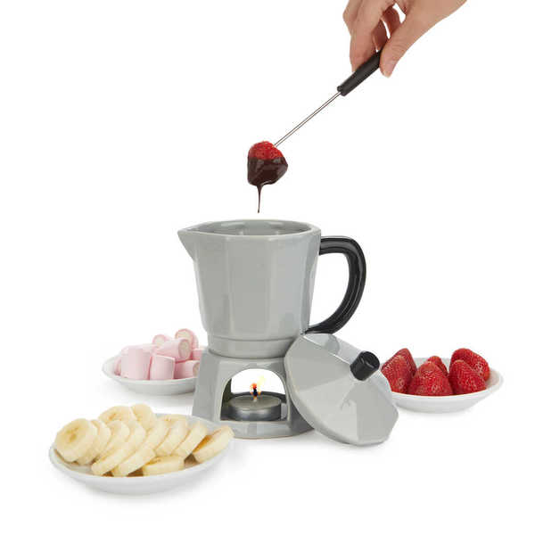 Balvi - Moka Balvi Fondue Moka Color gris Diseño con forma de cafeteria italiana Cerámica 225 ml
