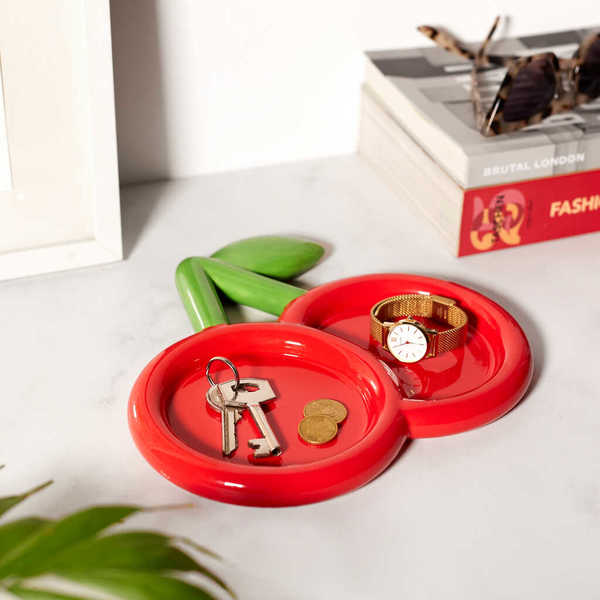 Balvi - Cherry Balvi Decorative tray Cherry Red colour Cherry-shaped pocket tray Ceramic 23 cm