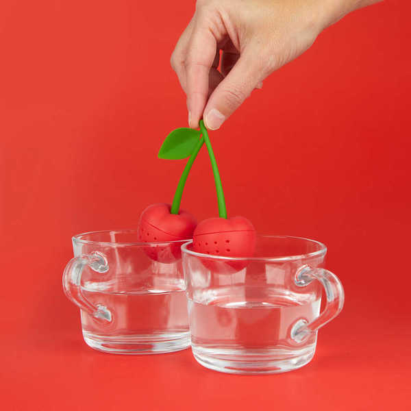 alvi - Cherry Balvi Infusor té doble Cherry Color rojo Infusor doble con diseño de ramo de cerezas S
