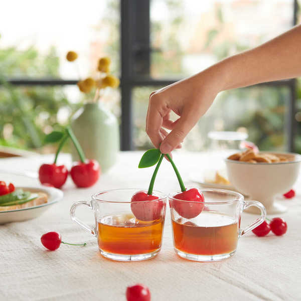 alvi - Cherry Balvi Infusor té doble Cherry Color rojo Infusor doble con diseño de ramo de cerezas S