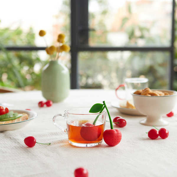 alvi - Cherry Balvi Infusor té doble Cherry Color rojo Infusor doble con diseño de ramo de cerezas S