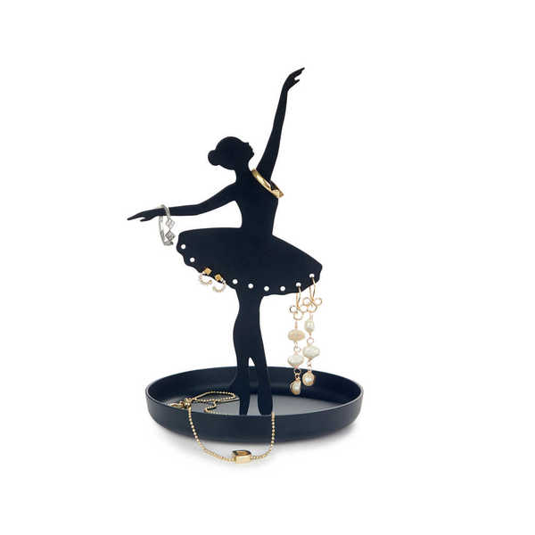 alvi - Ballerina Balvi Porta anillos Ballerina Color negro Soporte de joyas de silueta de bailarina