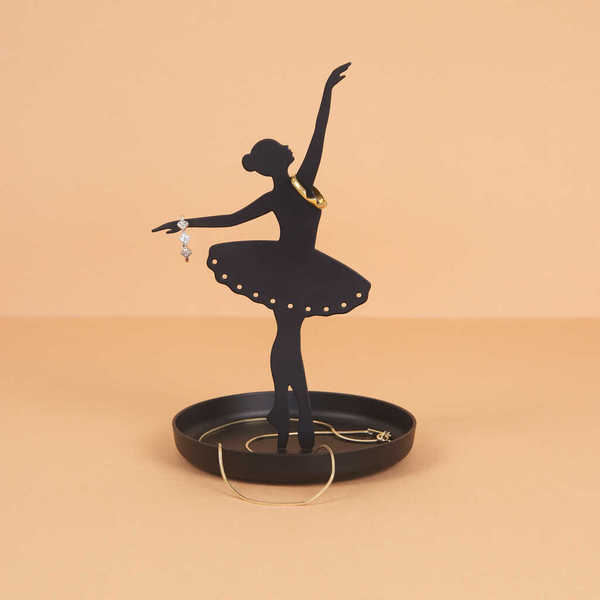 alvi - Ballerina Balvi Porta anillos Ballerina Color negro Soporte de joyas de silueta de bailarina