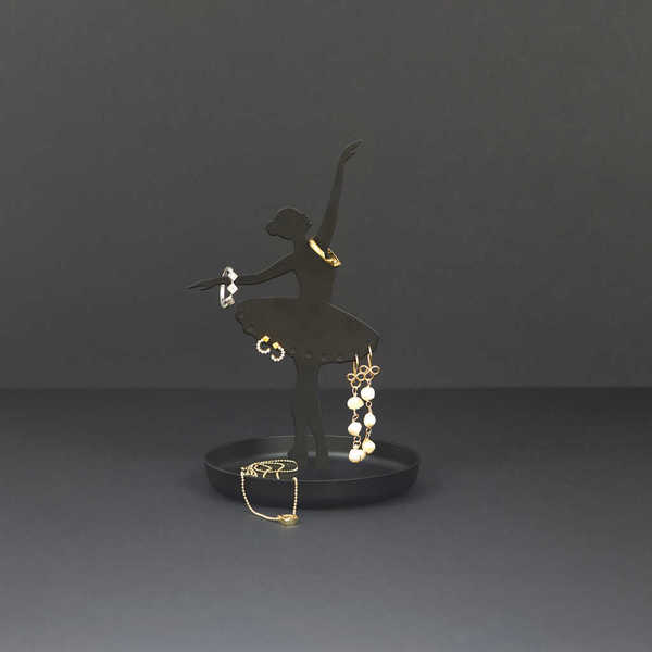 alvi - Ballerina Balvi Porta anillos Ballerina Color negro Soporte de joyas de silueta de bailarina