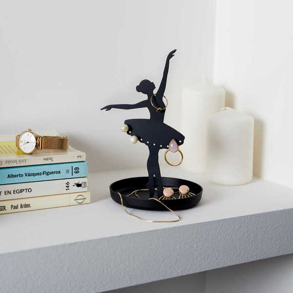 alvi - Ballerina Balvi Porta anillos Ballerina Color negro Soporte de joyas de silueta de bailarina