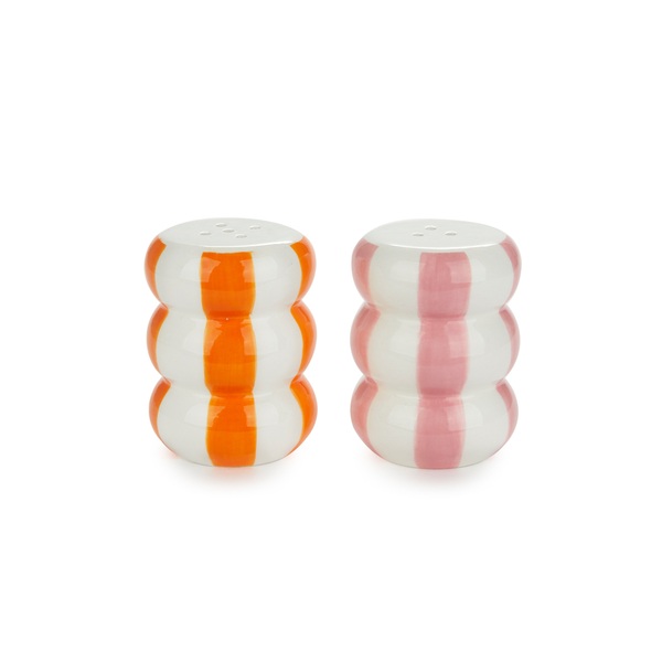 Balvi - Floats Balvi Salt & pepper set Floats Orange/Pink colour Shaped like stacked floats Ceramic