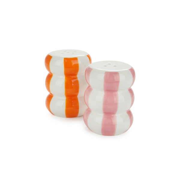 Balvi - Floats Balvi Salt & pepper set Floats Orange/Pink colour Shaped like stacked floats Ceramic