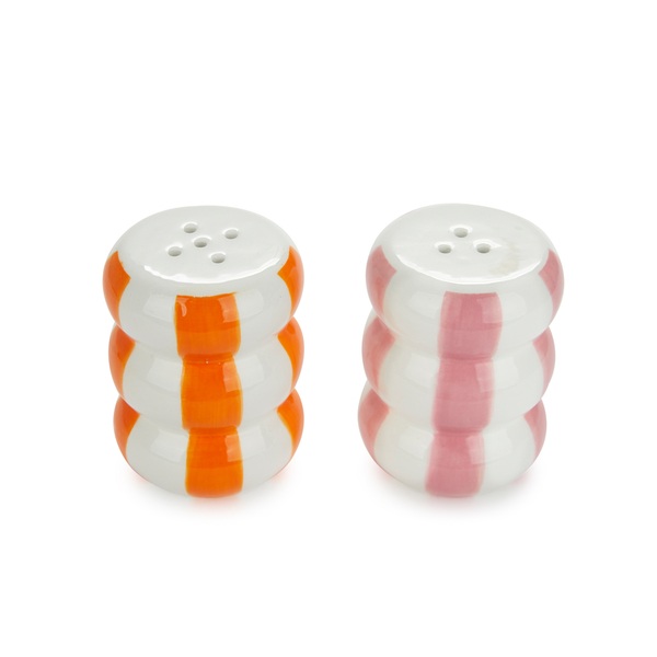 Balvi - Floats Balvi Salt & pepper set Floats Orange/Pink colour Shaped like stacked floats Ceramic