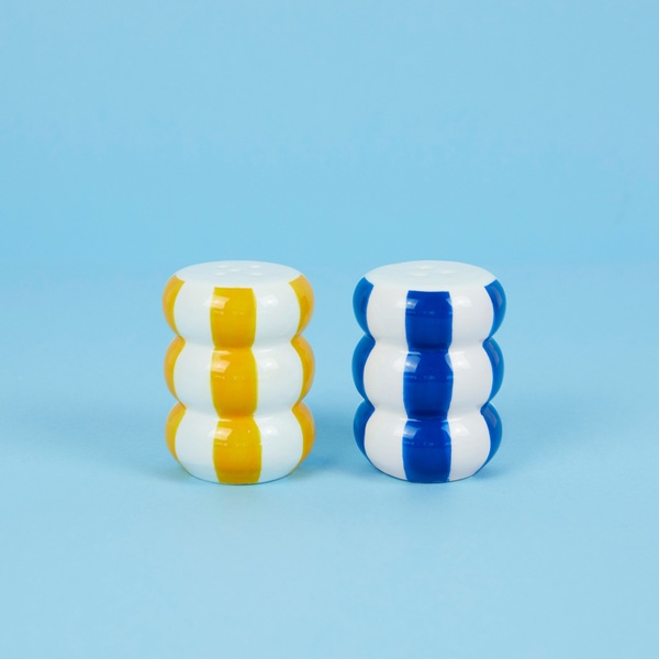 Balvi - Floats Balvi Salt & pepper set Floats Yellow/Blue colour Shaped like stacked floats Ceramic