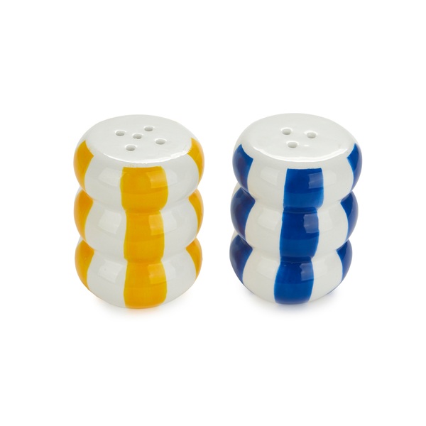 Balvi - Floats Balvi Salt & pepper set Floats Yellow/Blue colour Shaped like stacked floats Ceramic