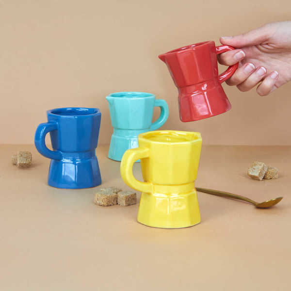 alvi Set tasses à café Moka Couleur multicolore 4 petites tasses colorées en forme de cafetière ital