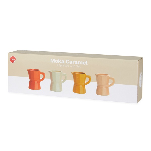alvi - Moka Balvi Set tazas espresso Moka Set de tazas con diseño de cafetera tradicional italiana C