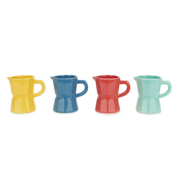 alvi Set tasses à café Moka Couleur multicolore 4 petites tasses colorées en forme de cafetière ital
