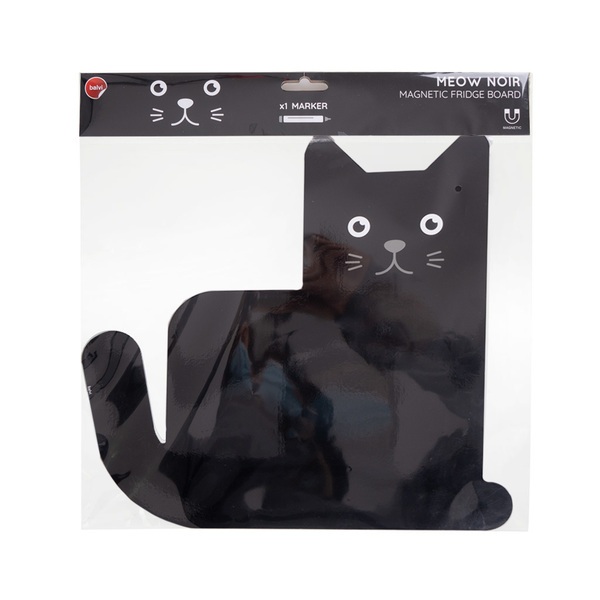 alvi Pizarra nevera magnética Meow Color negro Soporte de Planificación ideal para recordatorios, li