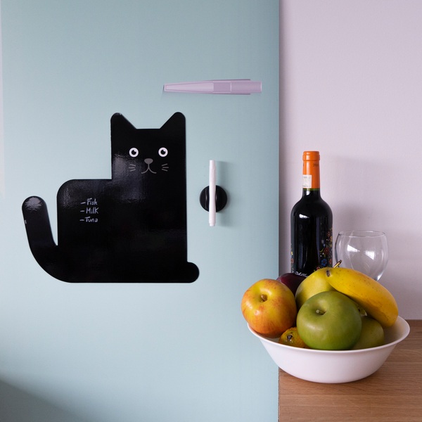 alvi Pizarra nevera magnética Meow Color negro Soporte de Planificación ideal para recordatorios, li