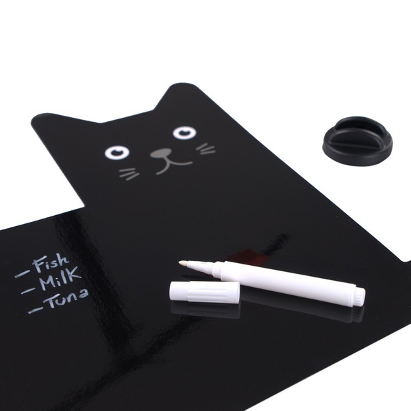 alvi Pizarra nevera magnética Meow Color negro Soporte de Planificación ideal para recordatorios, li