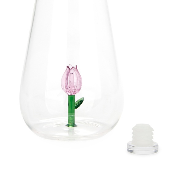 alvi - Botanical Tulip Balvi Bouteille Botanical Tulip Couleur rose Fabriquée à la main en borosilic