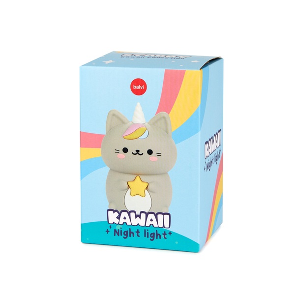 alvi - Kawaii Starry Balvi Nachtlicht Kawaii Starry Grau Farbe Nachtlampe für Kinder las Kawaii-Katz