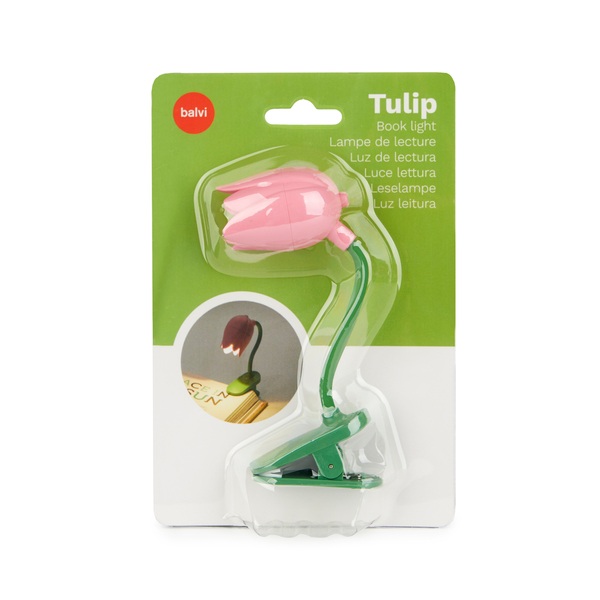 alvi - Tulip Balvi Luz lectura Tulip Color rosa Lámpara flexible con pinza en forma de tulipán para