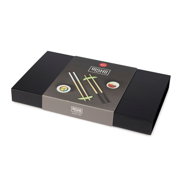 alvi - Oishii Balvi Set Sushi Oishii Color blanco/negro Recipientes para soya en forma de sushi roll
