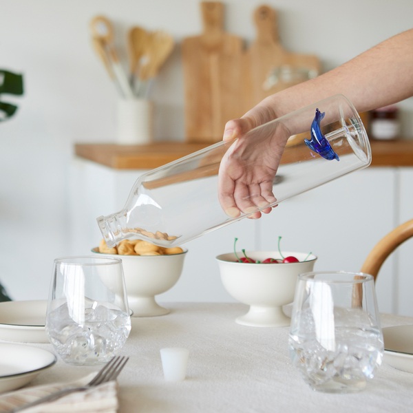alvi - Doplhin Balvi Botella Doplhin Con figura en forma de delfín azul en el interior Borosilicato
