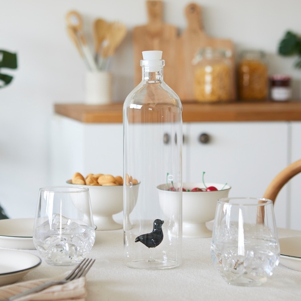 alvi Bottiglia Seal per l'acqua Figura di una foca all'interno Con tappo in silicone Borosilicato 30