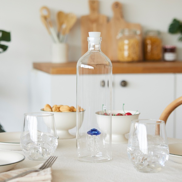 alvi - Jelly Fish Balvi Botella Jelly Fish Con figura en forma de medusa azul en el interior Borosil