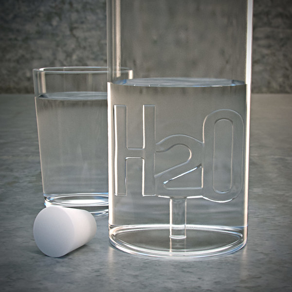 alvi - H2O Balvi Botella H2O Con letras formando la fómula química del agua en el interior Borosilic