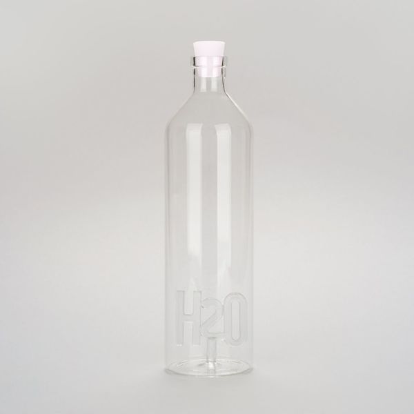 alvi - H2O Balvi Botella H2O Con letras formando la fómula química del agua en el interior Borosilic