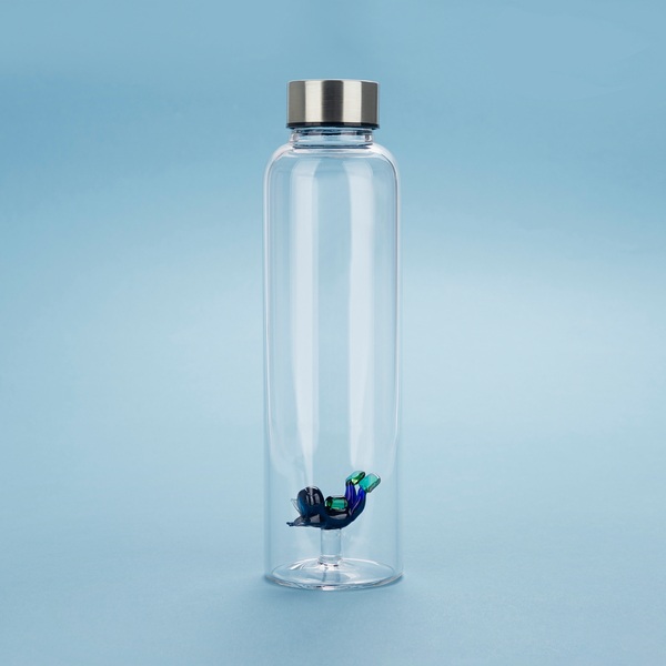 alvi Botella Scuba para agua 0,5 Lts Tapón antigoteo de acero inoxidable Ideal mesita de noche y ofi