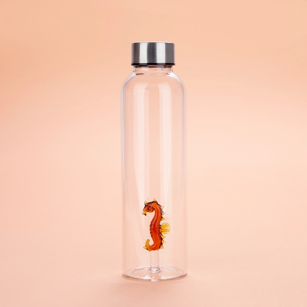 alvi Botella Sea Horse para agua 0,5Lts Tapón antigoteo de acero inoxidable Ideal mesita de noche y