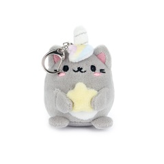 Balvi Keyring Fluffy Kawaii Starry Gray Color Unicorn Cat with star Soft and fluffy Nylon