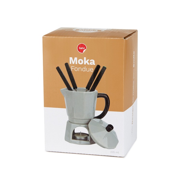 Balvi - Moka Balvi Fondue Moka Color gris Diseño con forma de cafeteria italiana Cerámica 225 ml