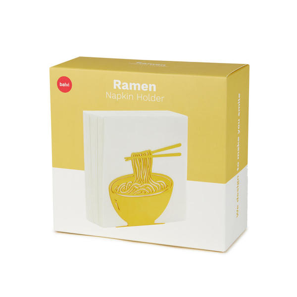 Balvi - Ramen Balvi Porte-serviettes Ramen Couleur jaune Design original en forme de ramen Métal